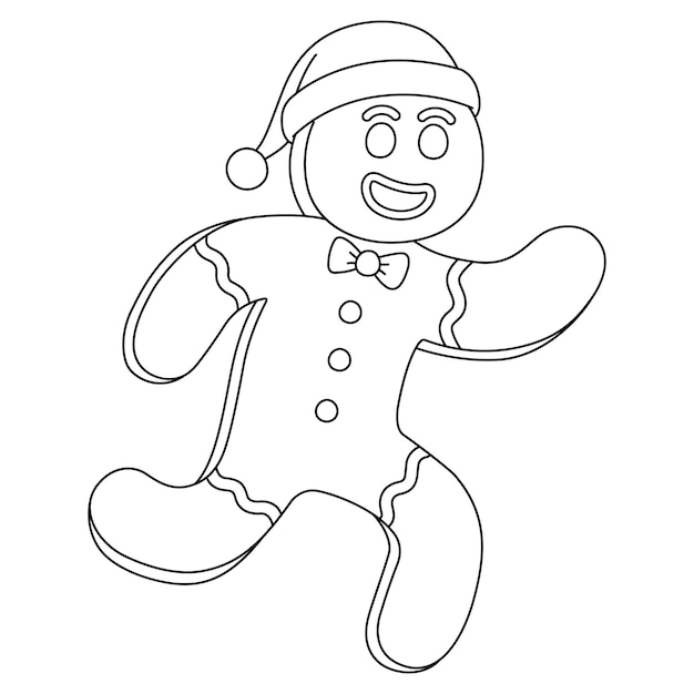 Premium vector christmas ginger bread man isolated coloring page