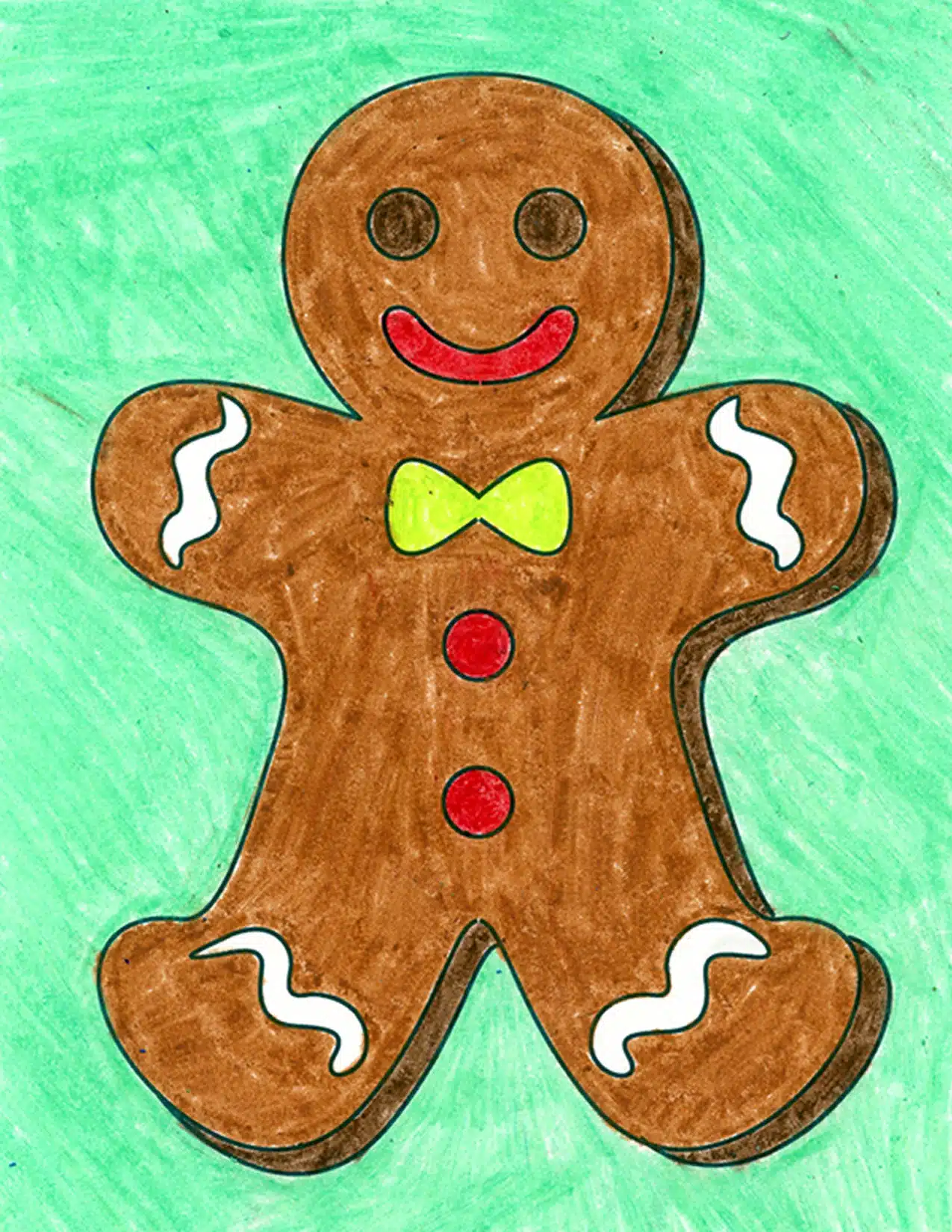 How to draw a gingerbread man tutorial video and coloring page