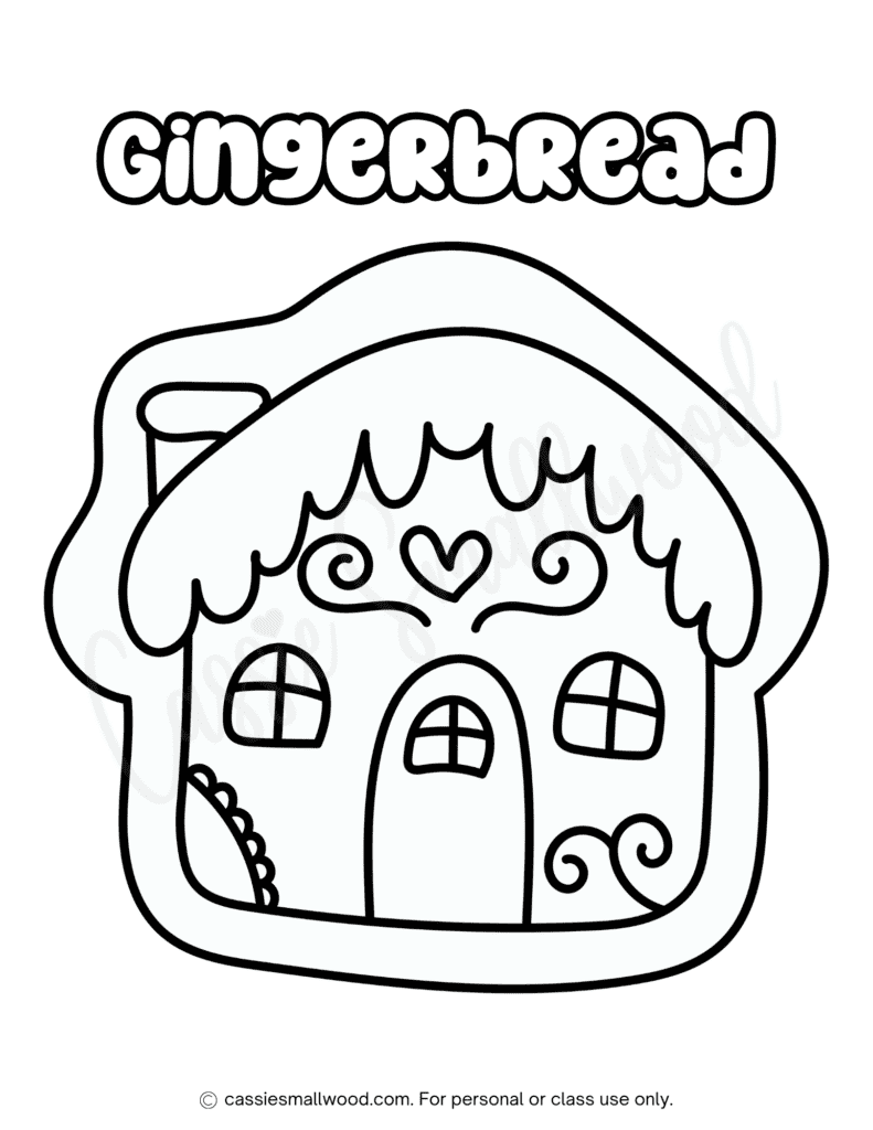 The cutest gingerbread house coloring pages