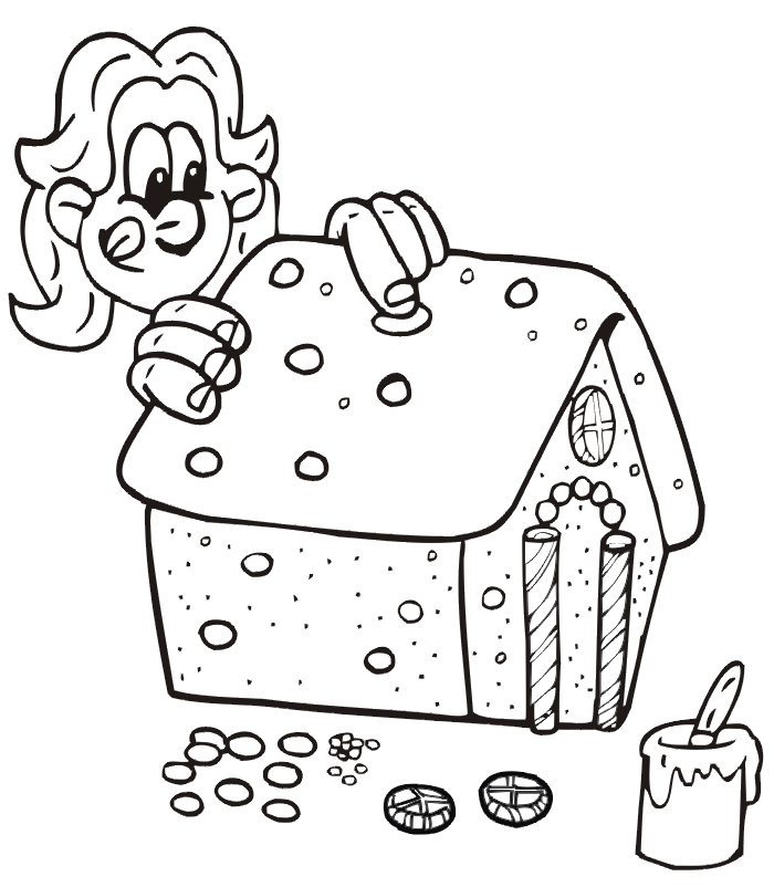 Free printable gingerbread house coloring pages for kids