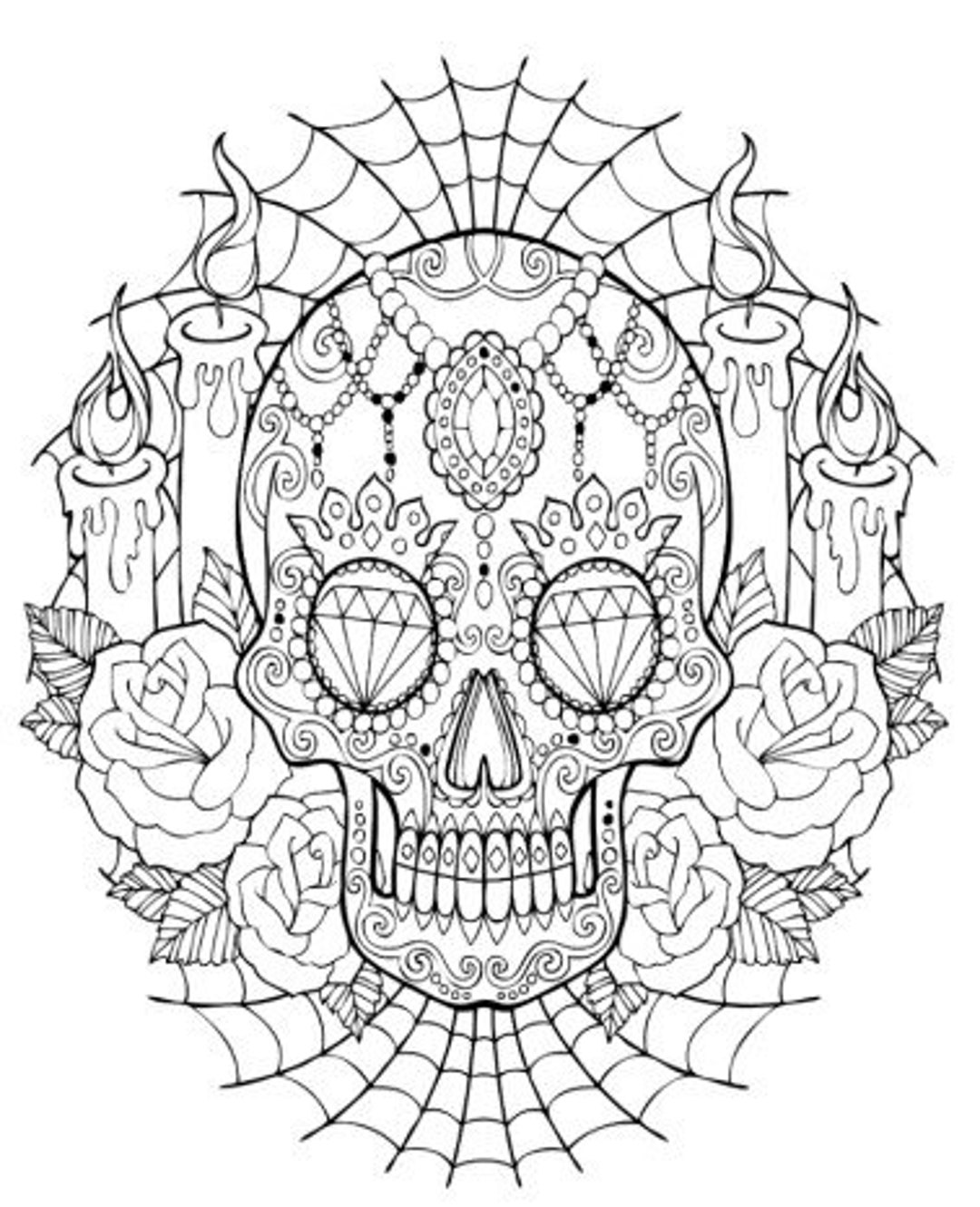 Sugar skull coloring pages for adults