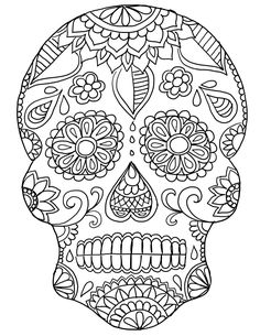 Sugar skulls day of the dead coloring pages for adults