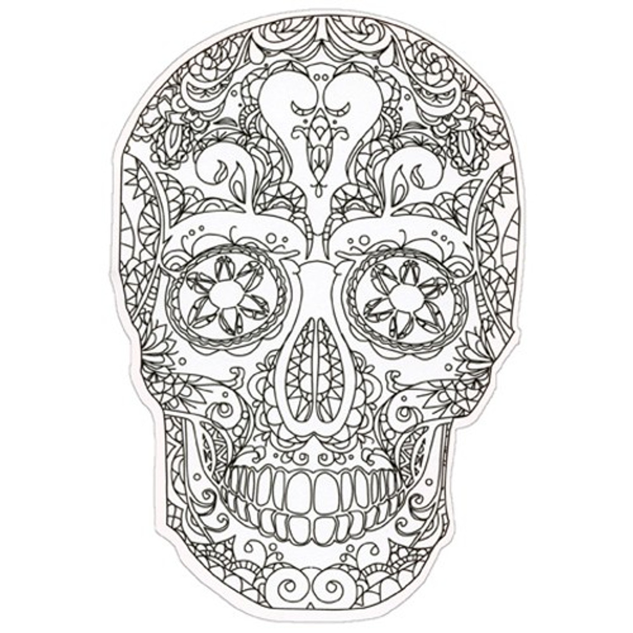 Skull coloring card die cut blank note card