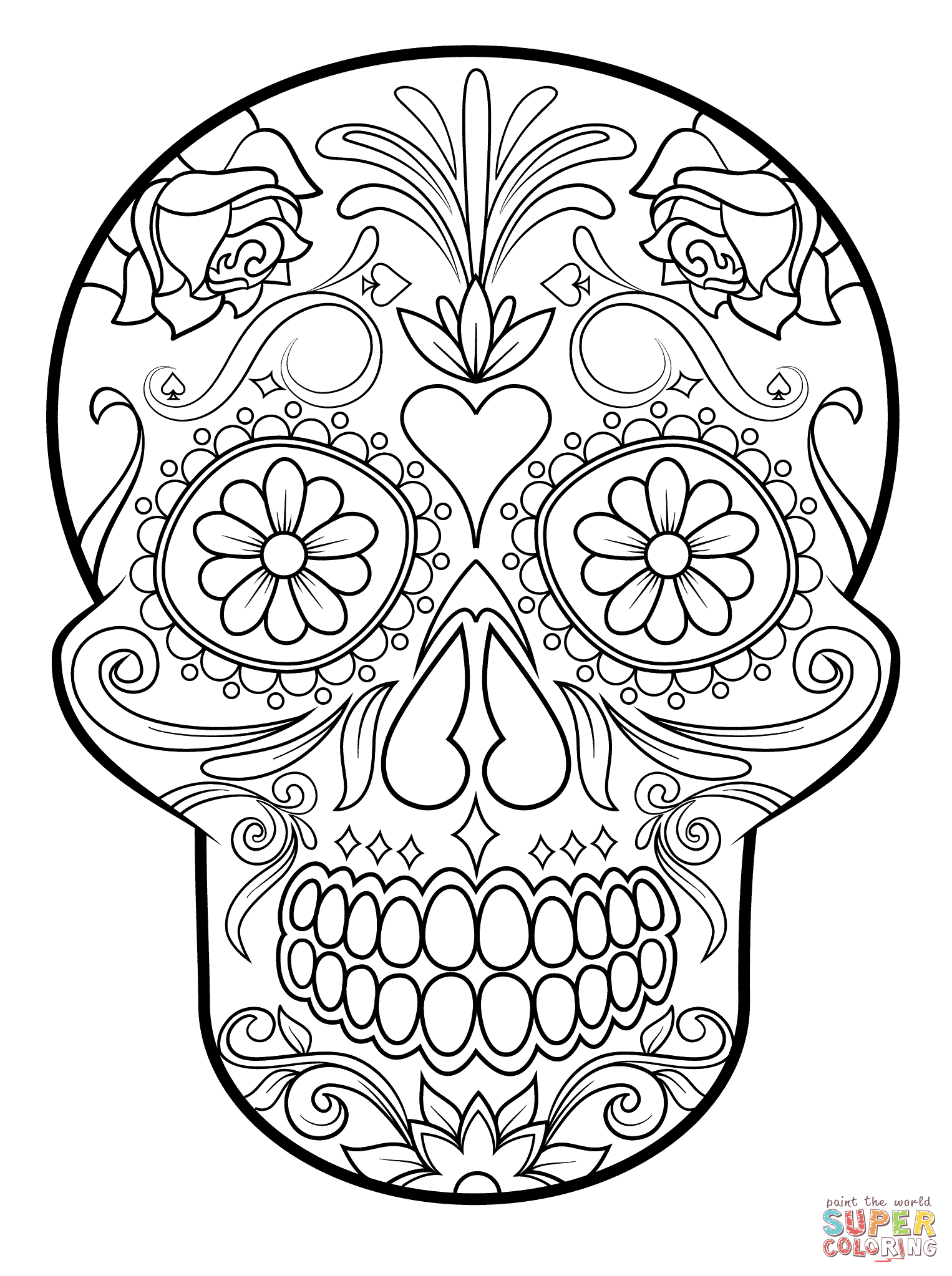 Sugar skull coloring page free printable coloring pages