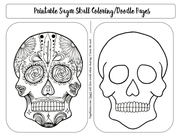 Sugar skull printable journal remembrance pages page flutter