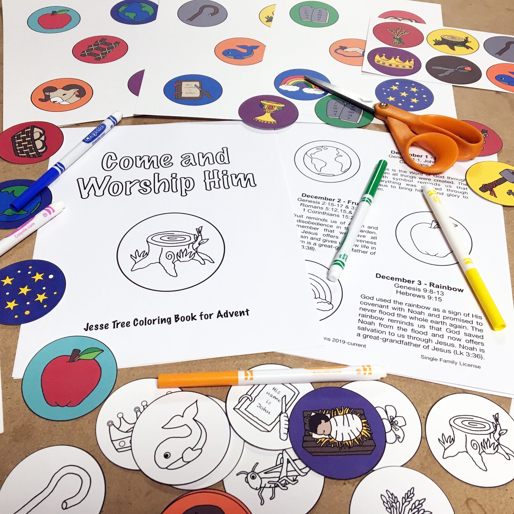 Printable jesse tree coloring book and ornaments â inspired traditions