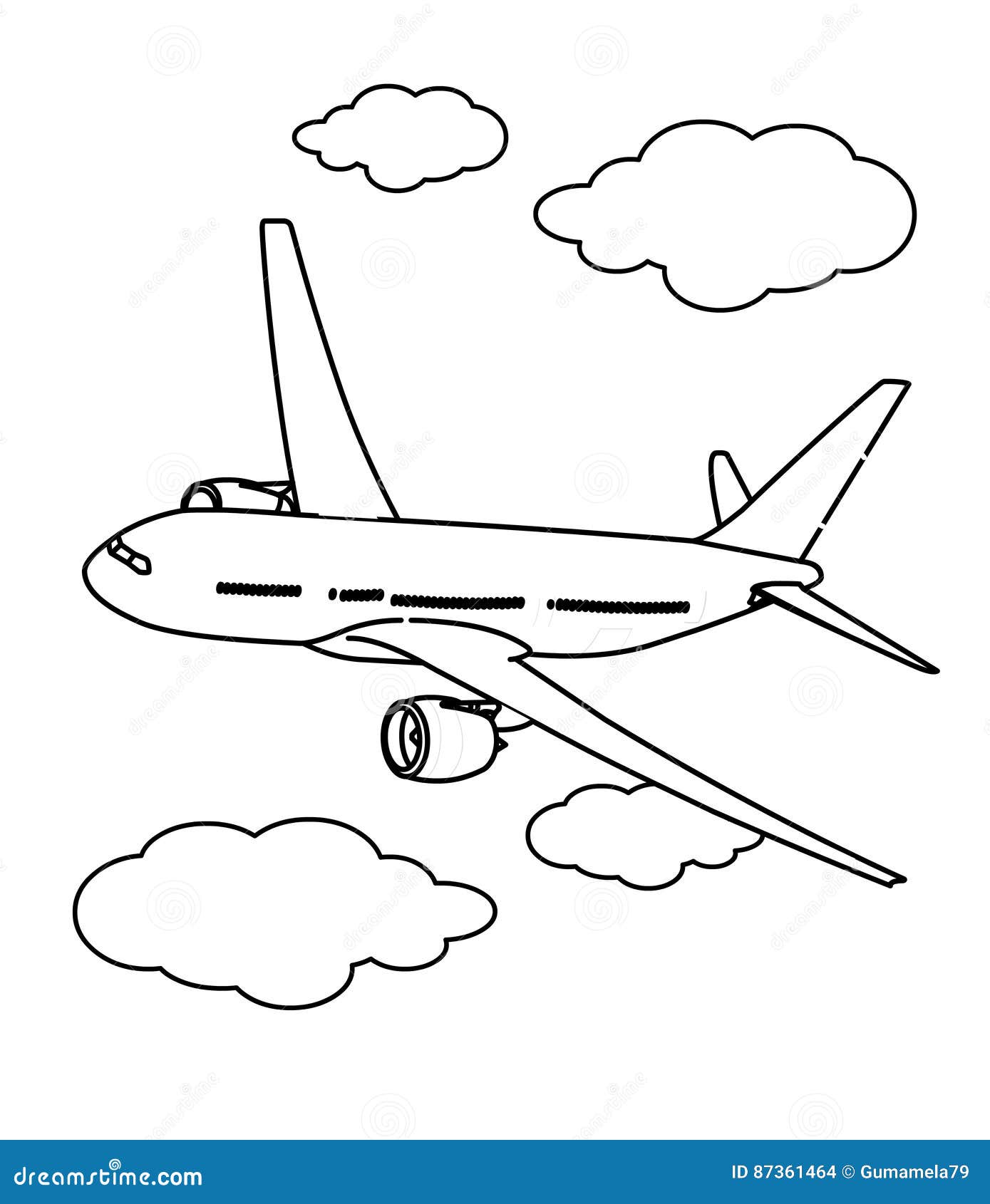 Mercial plane coloring page stock illustration