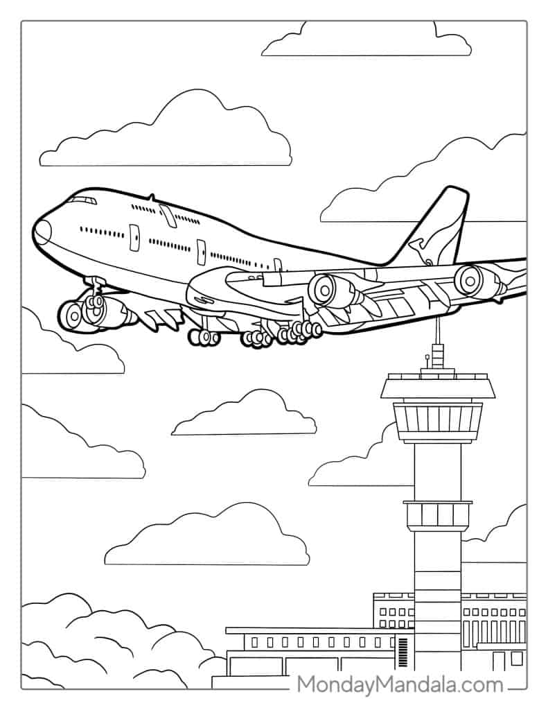 Airplane coloring pages free pdf printables