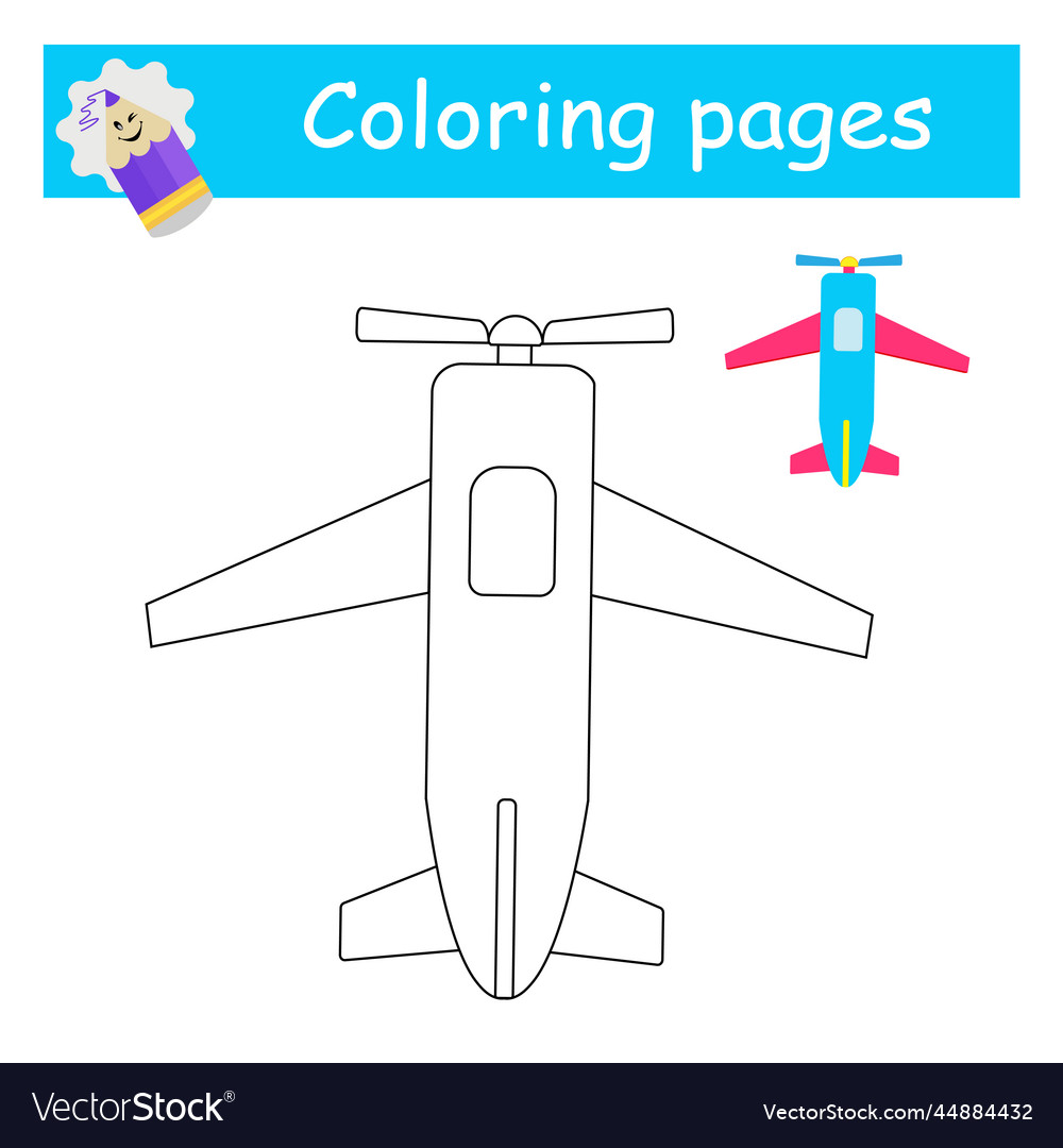 Coloring pages cartoon airplane royalty free vector image