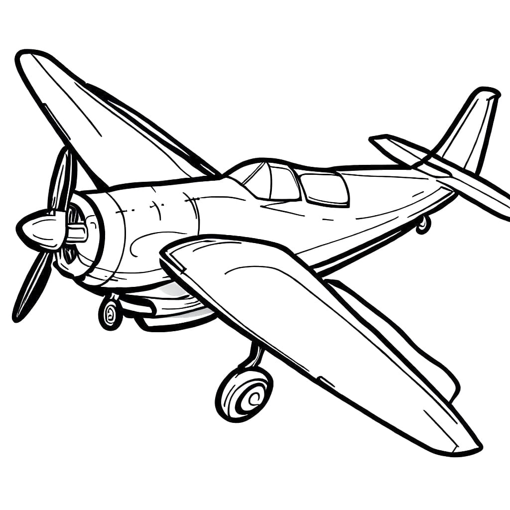 Free drawing of propeller plane coloring page