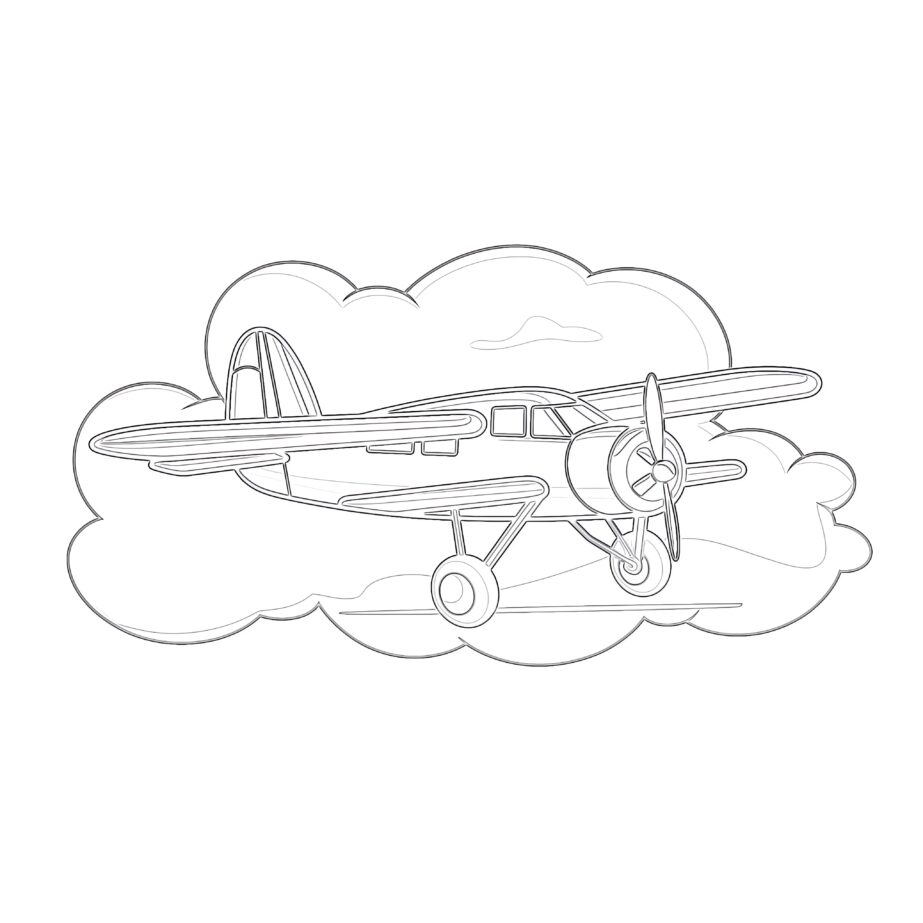 Simple airplane coloring page coloring pages mimi panda