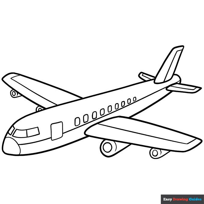 Cartoon airplane coloring page easy drawing guides