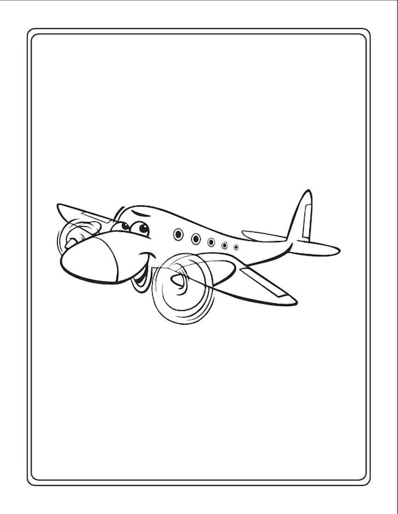 Airplane coloring pages for kids printable digital download