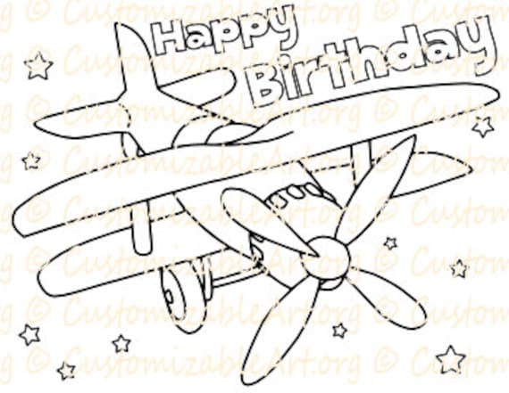 Plane birthday coloring page printable airplane birthday party supplies colouring sheet party idea theme party fun printables pdf