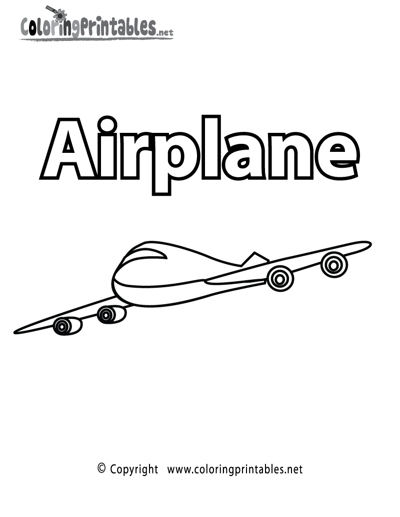 Vocabulary airplane coloring page