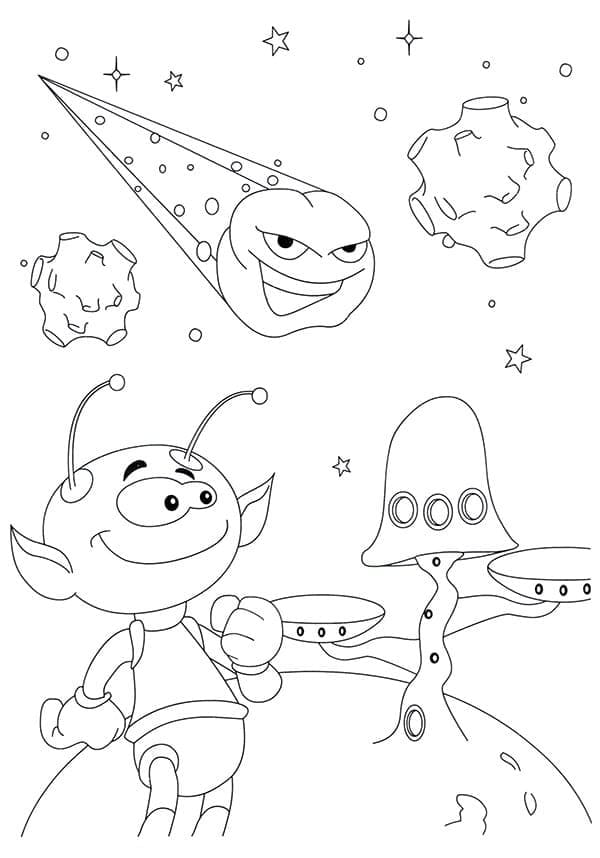 Outer space picture coloring page