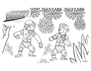 Printable space chimpanzees coloring page for kids