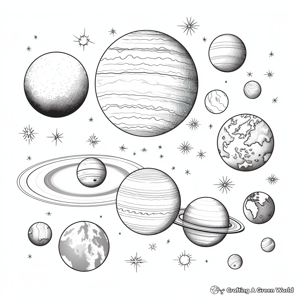 Realistic solar system coloring pages