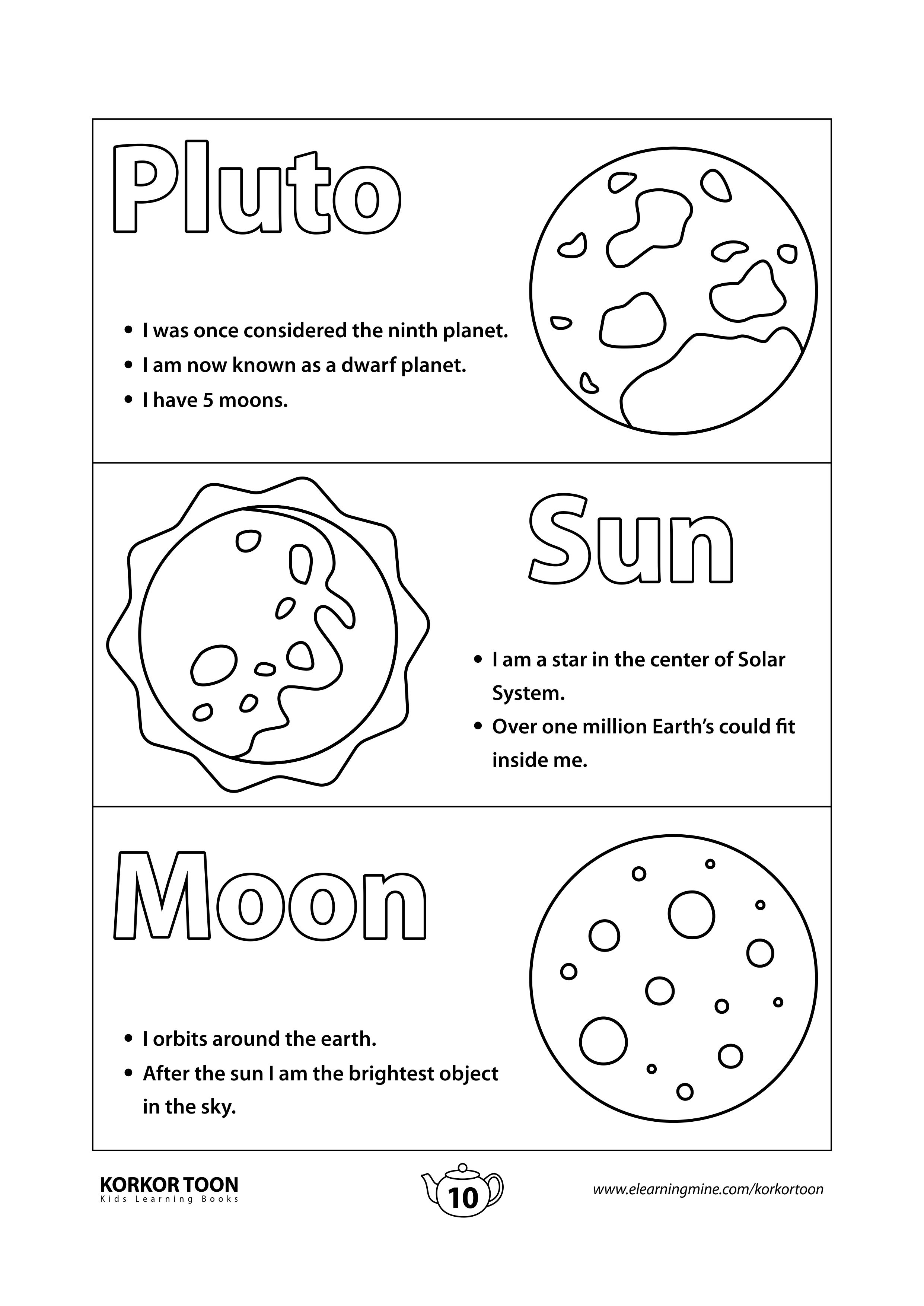 Solar system loring book for kids pluto sun and moon page solar system loring pages solar system solar system worksheets