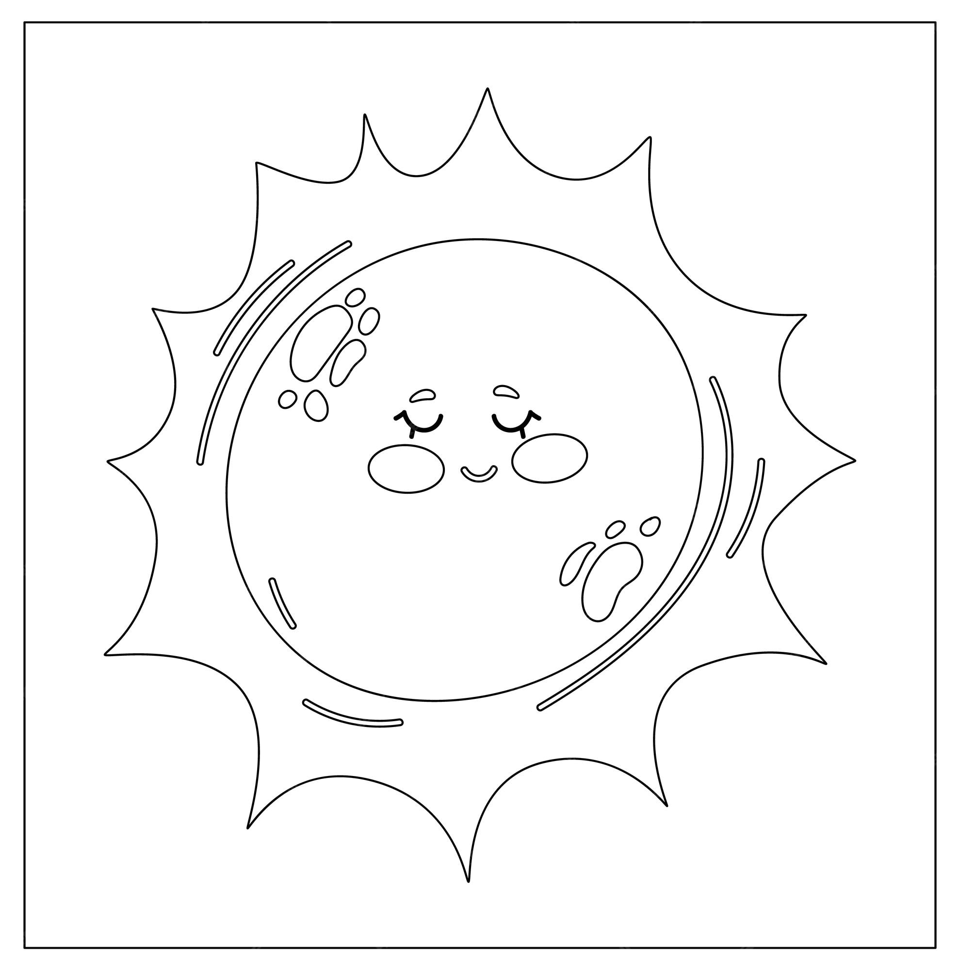 Premium vector coloring page outline of a cartoon sun space and astronomy coloring book for kids