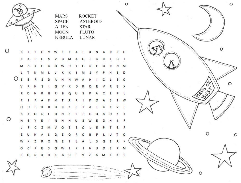 Wordsearch space worksheet live worksheets