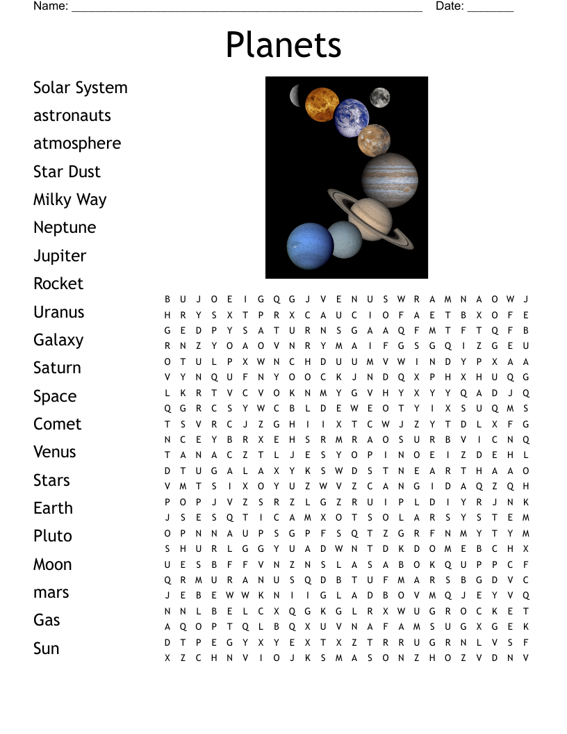 Planets word search