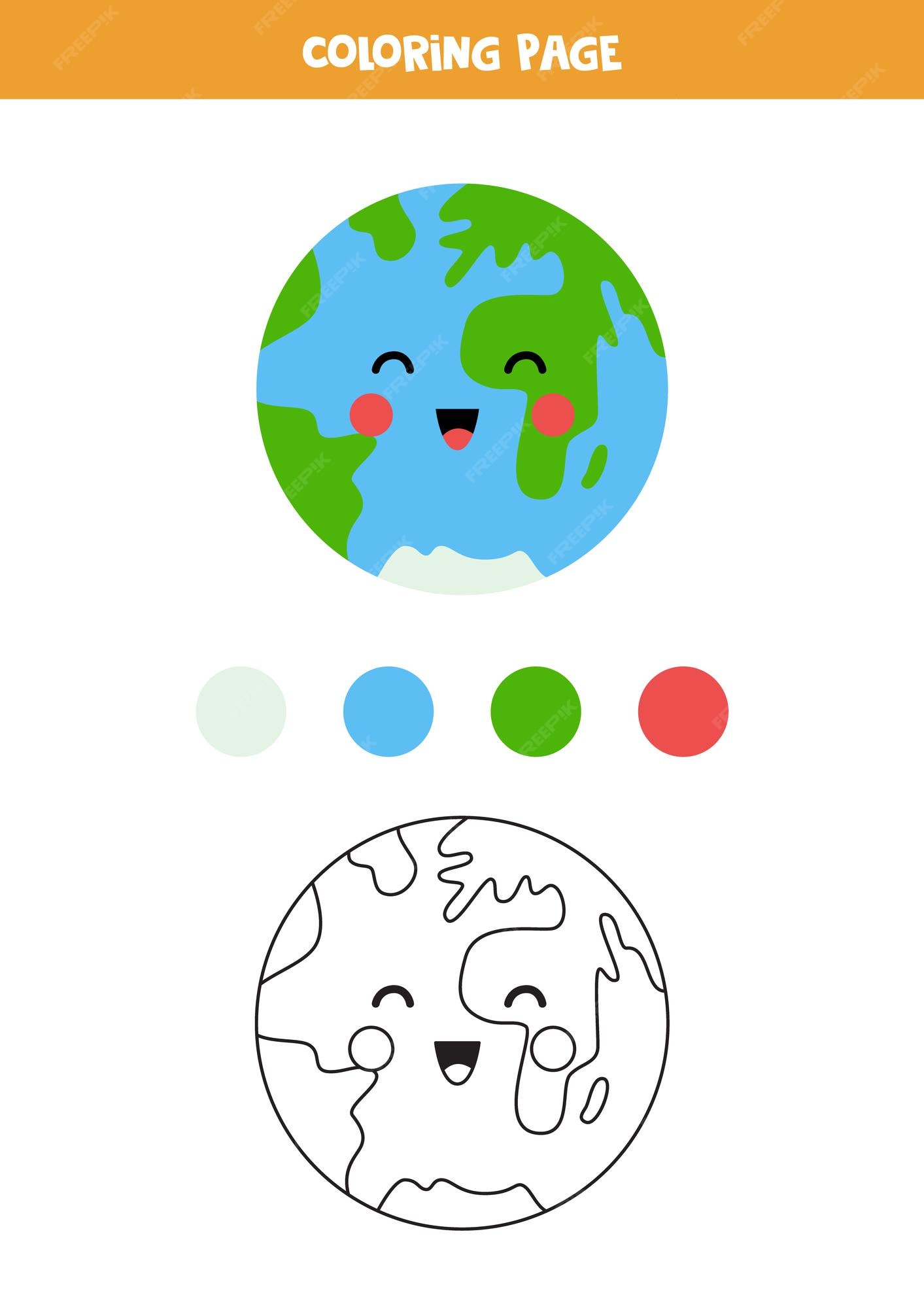 Premium vector coloring page with cute planet earth worksheet for children