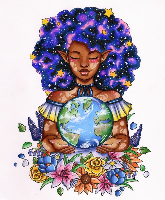 Mother earth digital coloring page