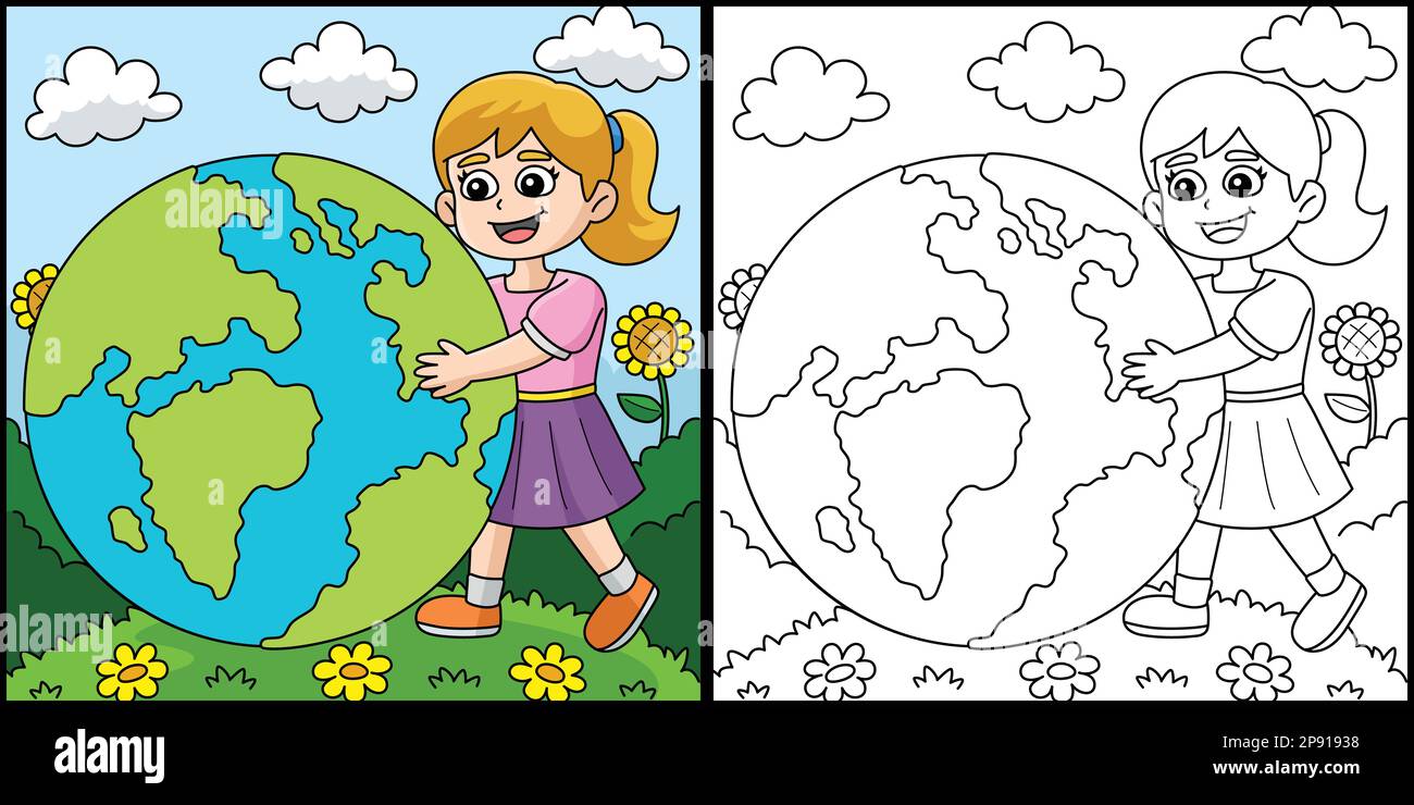 Color silhouette image cartoon earth hi