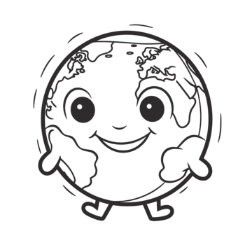 An earth earth coloring page with cute smiling earth outline sketch drawing vector earth drawing wing drawing ring drawing png and vector with transparent background for free download