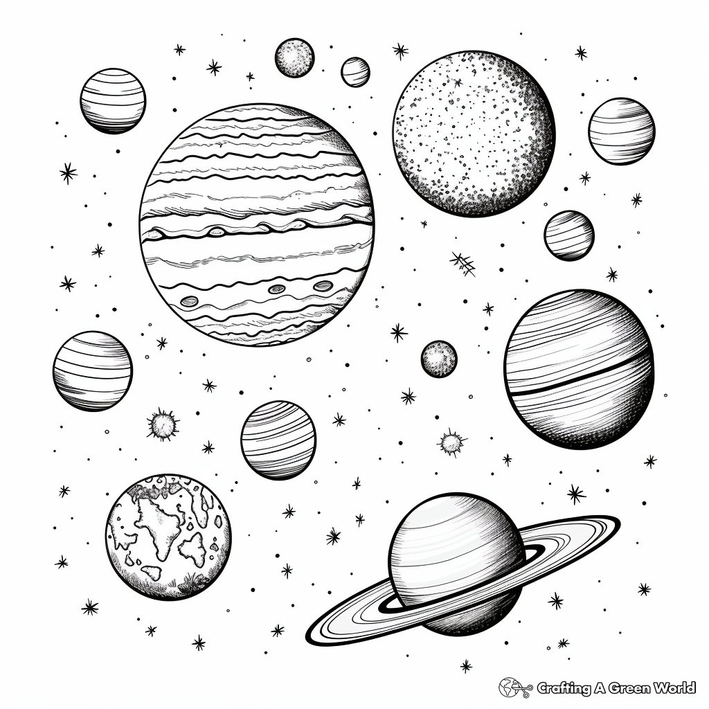 Realistic solar system coloring pages