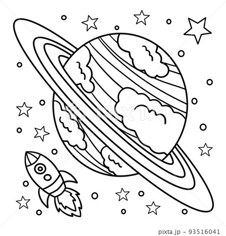 Planet saturn coloring page for kids