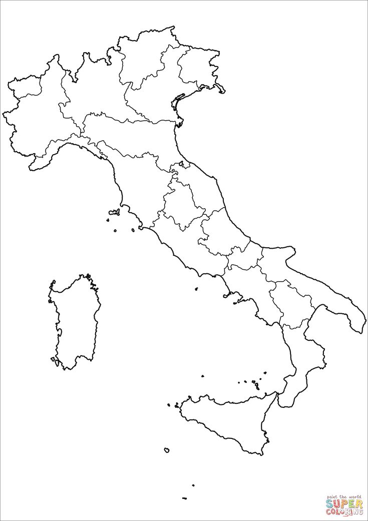 Outline map of italy with regions coloring page from italy category select from printable crafts of cartoons natureâ italy map italy culture italia map