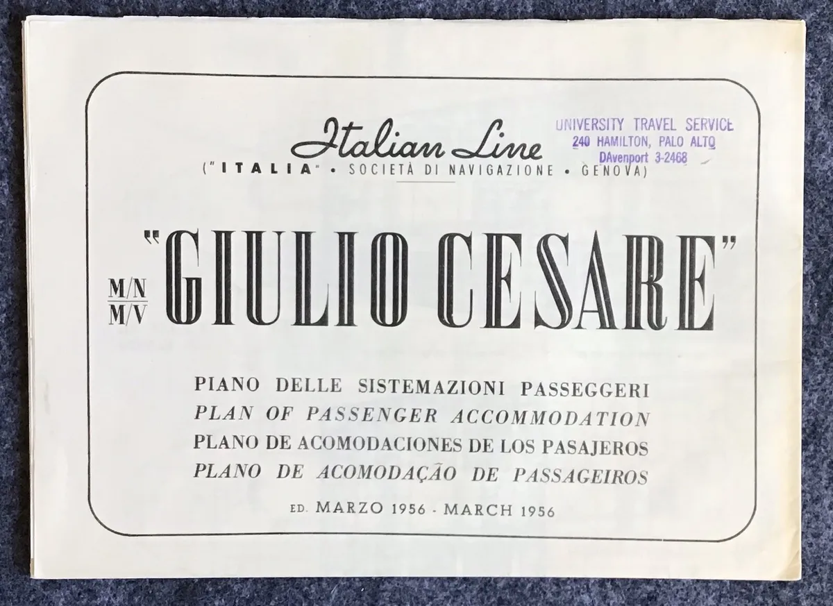 Italian line mv giulio cesare deck plan approx x inches