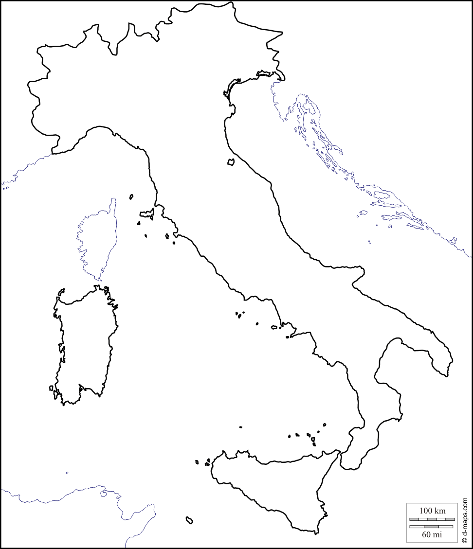 Italia mapa en blanco