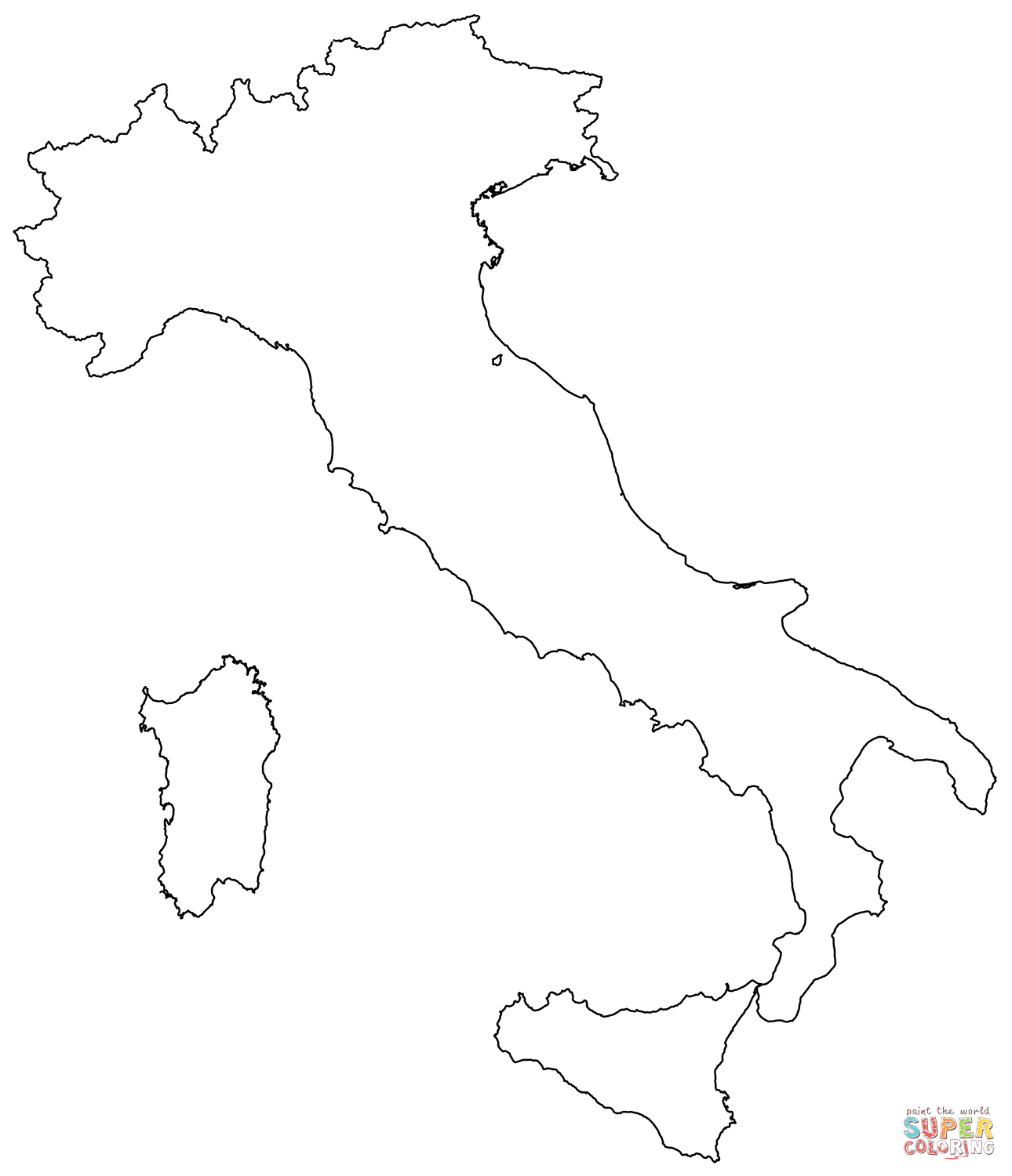 Outline map of italy coloring page free printable coloring pages