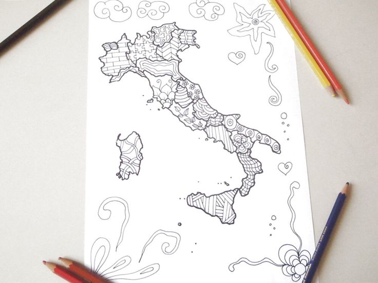 Italy map italian adult coloring page kids travel map download