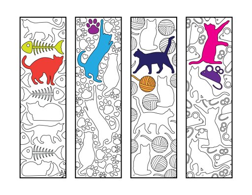 Six adorable animal bookmarks â printable coloring pages â scribble stitch