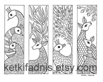 Coloring bookmarks paisley bookmarks coloring page instant pdf download digital download hand drawn diy coloring page