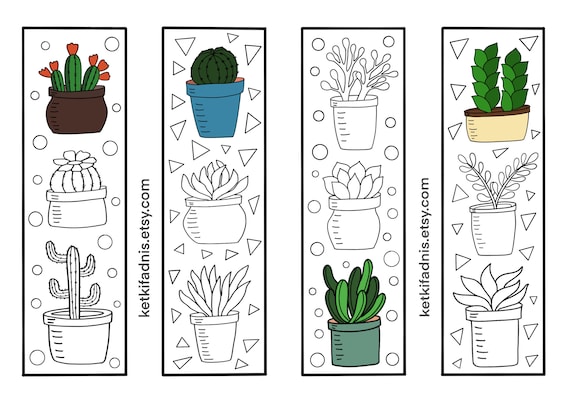 Succulent coloring bookmarks bookmarks coloring page instant pdf download digital download diy coloring page