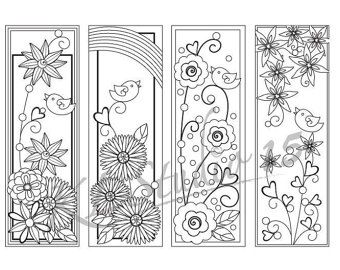 Paisley coloring bookmarks page instant download relax