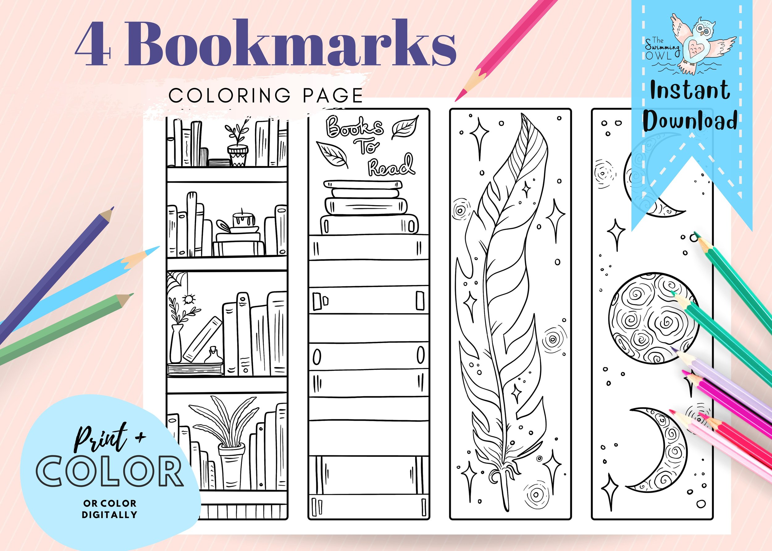 Learn to design and paint bookmarks in procreate on your ipad â the swimming owl