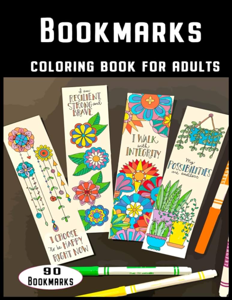 Bookmarks coloring book for adults pages to color assorted bookmarks