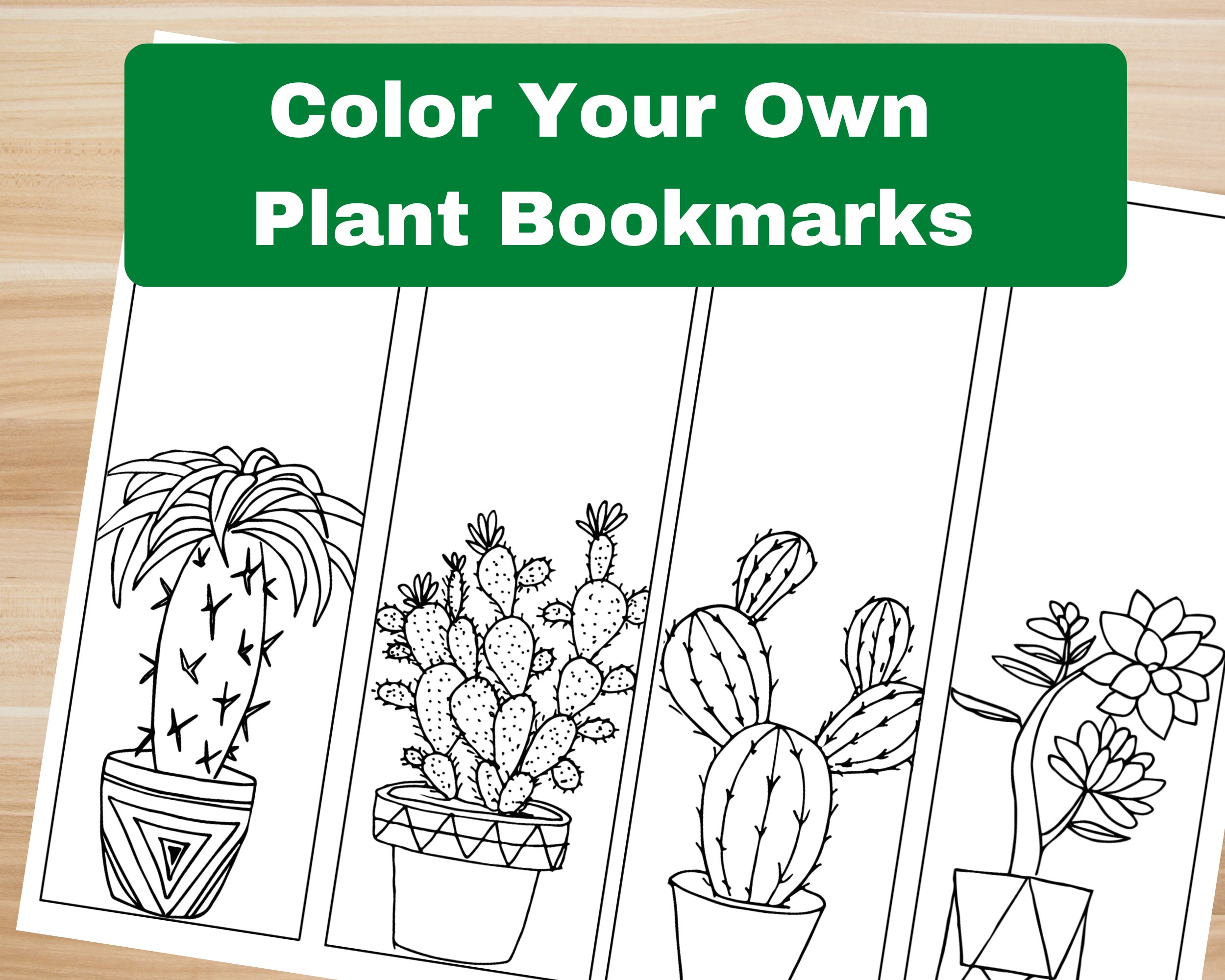 Color your own printable plant bookmarks