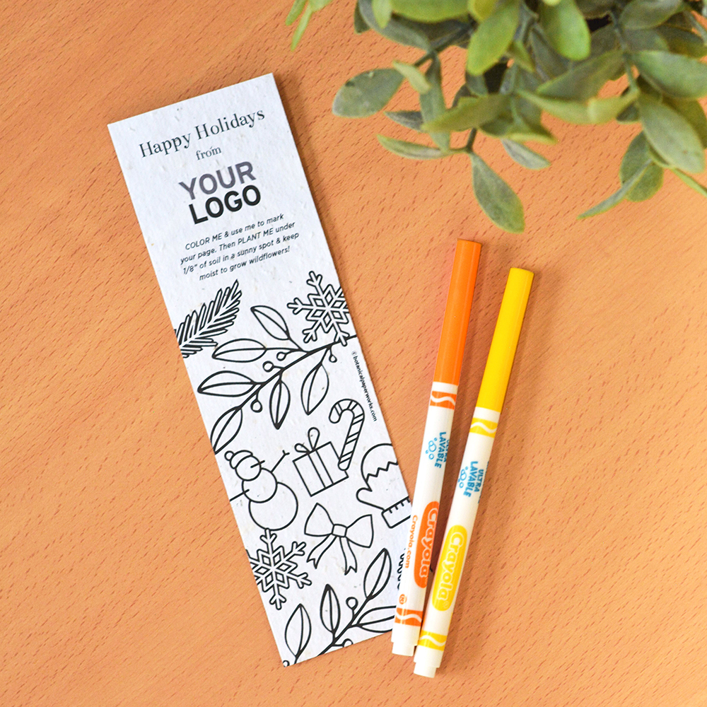 Festive cheer color me seed paper bookmark