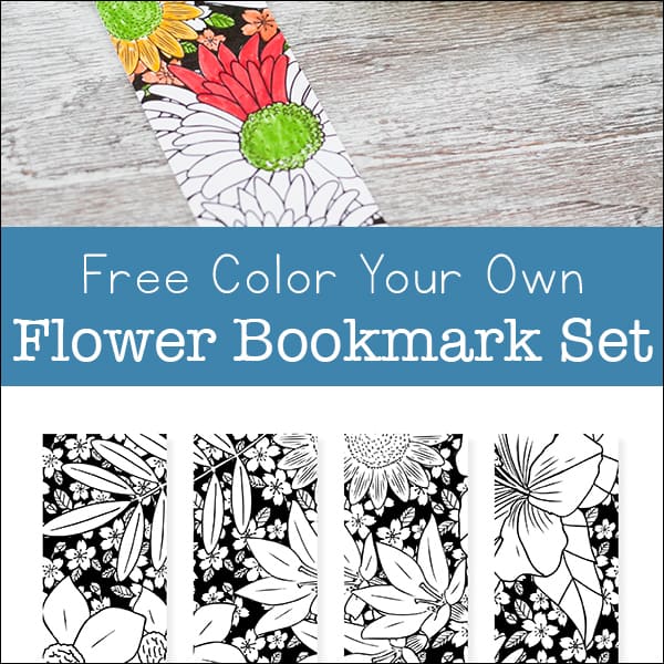 Free printable color your own flower bookmarks set