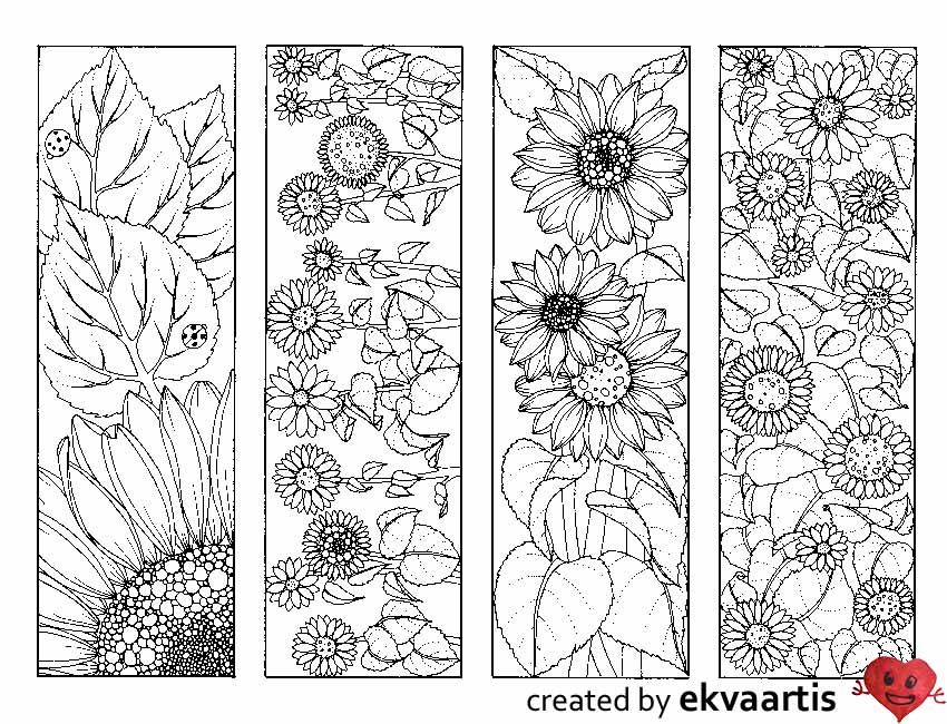 Sunflower bookmarks to color coloring bookmarks mandala coloring pages handmade bookmarks diy