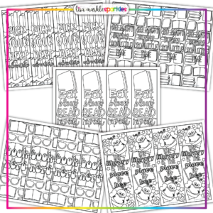 Reading library book coloring bookmarks printable pdf