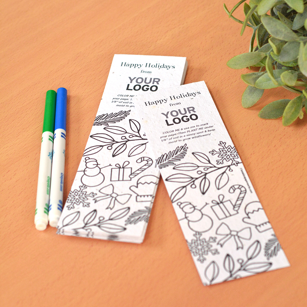 Festive cheer color me seed paper bookmark