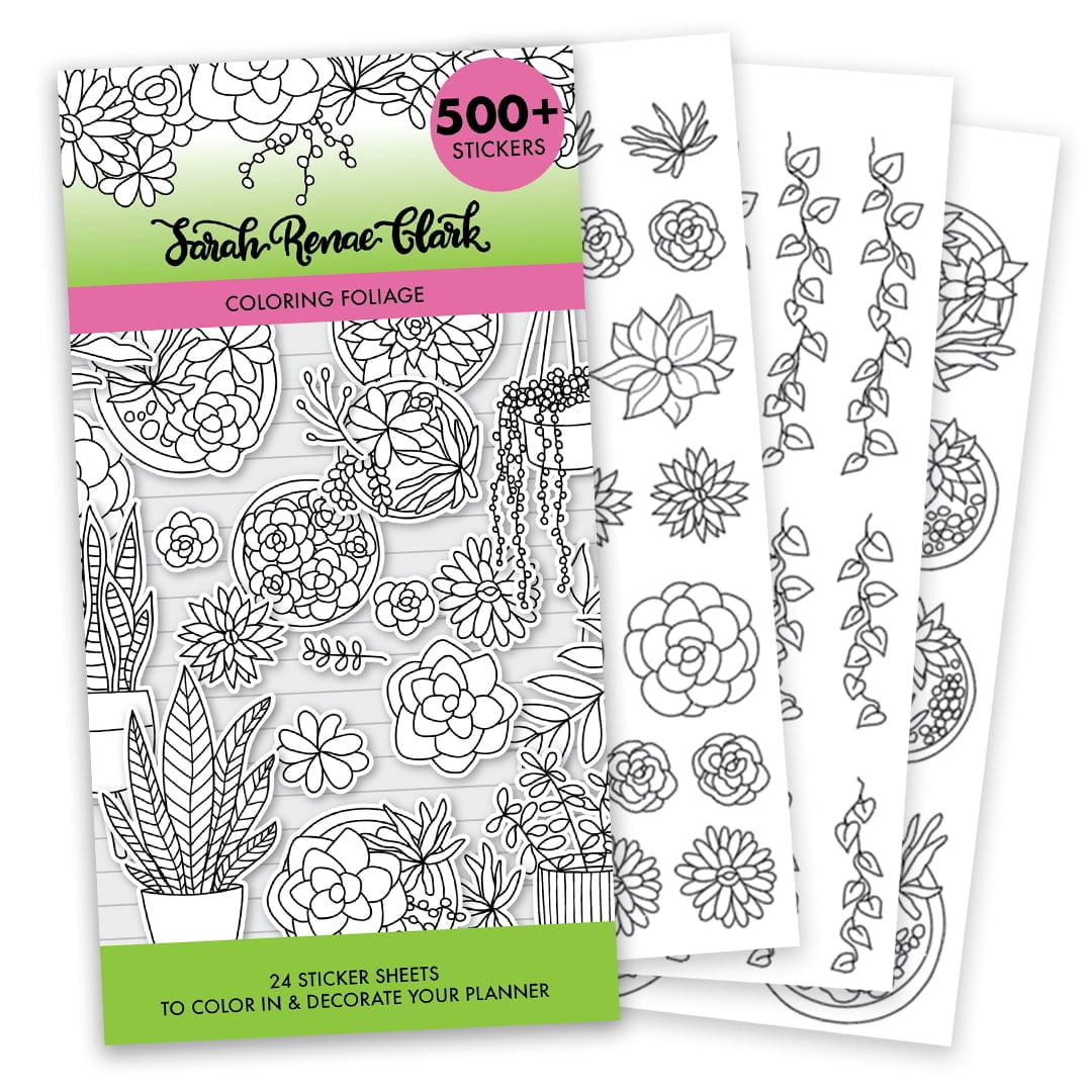 Planner stickers coloring foliage sticker book by sarah renae clark